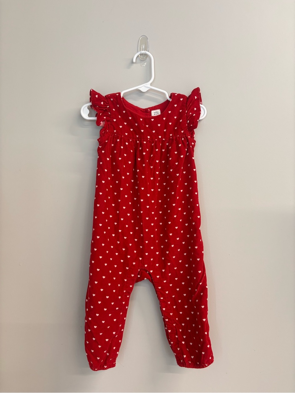 Baby Gap Red Heart Cord Romper 12-18M